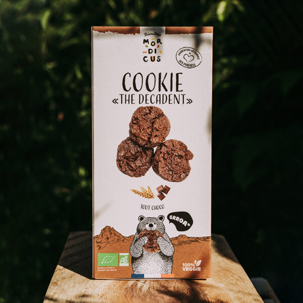 Boite de cookies tout chocolats. Biscuits bio et vegans